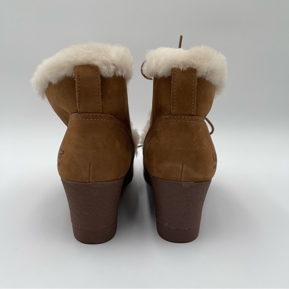 UGG Australia Jeovana Boots Chestnut Suede Waterproof  Wedge Lace Up size 9 - Picture 4 of 16